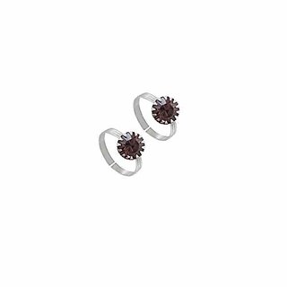                       Toe Ring Oxidized Silver Sterling Purple Colored Stone Adjustable Toe Ring Jewelry for Women. (020)                                              