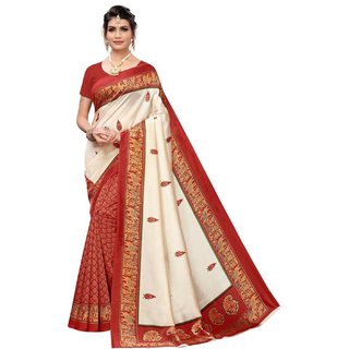                       Sharda Creation Red Mysore Silk Printed With Blouse Saree                                              