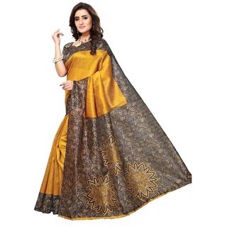                       Sharda Creation Yellow Mysore Silk Printed With Blouse Saree                                              