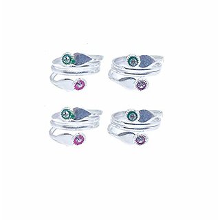                       Toe Ring Sterling Silver Abstract Pattern Design Toe Ring Adjustable Jewelry for Women. Set of 2 PCS. (003)                                              