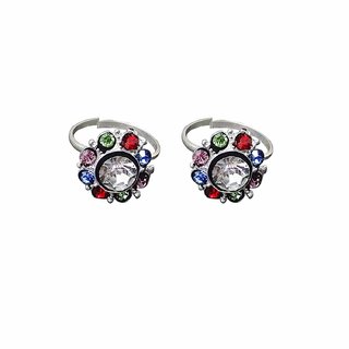                       Toe Ring Plain Pure Sterling Multi Color Silver Plated Toe Ring Jewelry for Women, (012)                                              