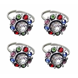                       Toe Ring Plain Pure Sterling Multi Color Silver Plated Toe Ring Jewelry for Women, Set 2 PCS (012)                                              