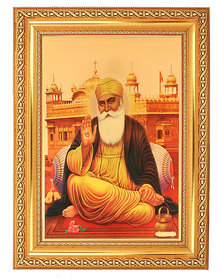 Guru Nanak Elegant Golden Foil Photo in Golden Frame (11 X 14 Inch) Religious Wall Dcor