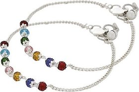Anklet Exclusive Silver Plated Multi Crystal Trendy Fashion Pajeb Payal/Anklet for Women and Girls