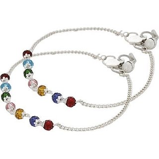                       Anklet Exclusive Silver Plated Multi Crystal Trendy Fashion Pajeb Payal/Anklet for Women and Girls                                              