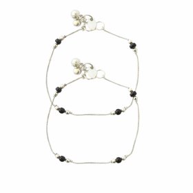 Anklet Exclusive Silver Plated Black Crystal Trendy Fashion Pajeb Payal/Anklet for Women and Girls
