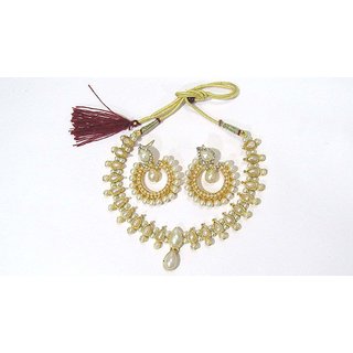 Pearl Kundan Tilak Polki Necklace Set Pearl Kundan Tilak Polki Necklace Set