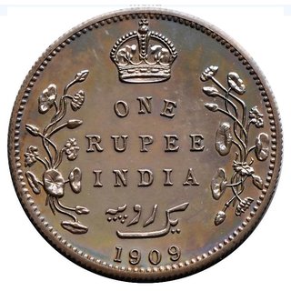                       one rupees india 1909 silver coin edwaard vii                                              