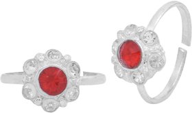 Toe Ring Red  Plain Sterling Silver Plated Toe Ring Jewellery for Women. (008)
