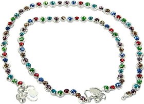 Anklet White  and Multicolour Silver Plated Anklets for Girl  Women