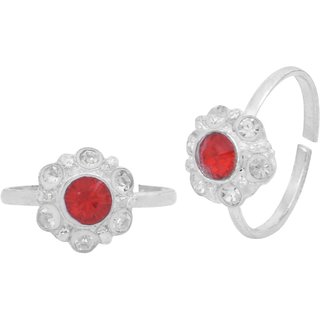                       Toe Ring Red  Plain Sterling Silver Plated Toe Ring Jewellery for Women. (008)                                              