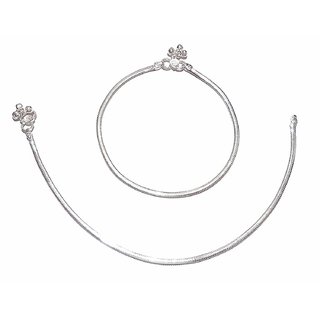Anklets (Payal) 925-Silver Plain Desent Style For Women  Girls