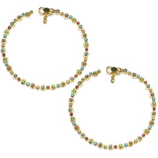 Anklet Golden and Multicolour Gold Plated Anklets for Girl  Women
