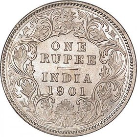 ONE RUPEES SILVER COIN 1901  VICTORIA COIN