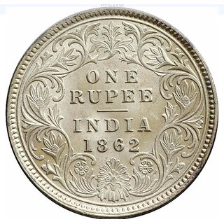                       ONE RUPEES SILVER COIN 1862  victoria empress                                              