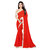 Aldwych Women's Red Georgette Pearl Work Saree With Blouse