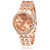 HRV Latest Rose Gold And Silver Crystal Stainless Steel Band Three Eyes Geneva Watch For Women