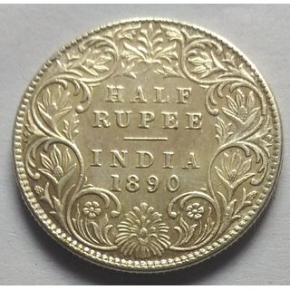                       HALF RUPEES 1890 SILVER COIN                                              