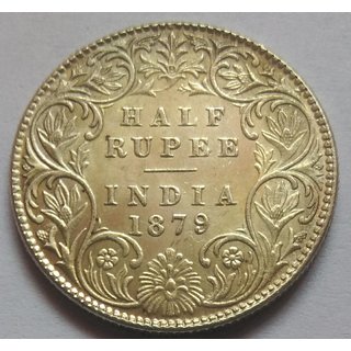                       HALF RUPEES 1879 SILVER COIN                                              