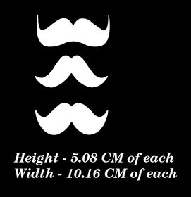Simple N Sober-SET of 3 Different MOUSTACHES vinyl sticker WHITE RADIUM