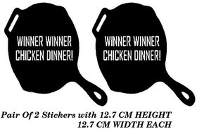 SIMPLE N SOBER-Pair of 2 WINNER WINNER CHICKEN DINNER sticker White Radium