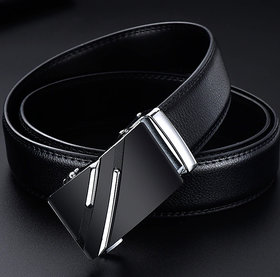 Davidson Men's Black Leatherite Formal Clamp Buckle Belt