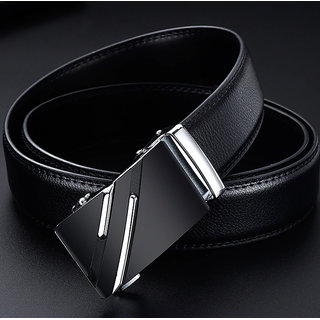 Davidson Men's Black Leatherite Formal Clamp Buckle Belt