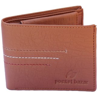                       pocket bazar  Men Tan Artificial Leather Wallet  (3 Card Slots)                                              