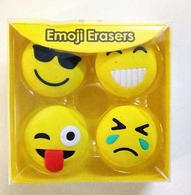 ModishOmbre Cute Emoji Smiley FACE Non-Toxic Cute Newest Eraser School Stationary for Kids/BDay Return Gifts (Smiley Er