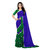 Aldwych Women's Royal Blue & Green Georgette Golden Border Ruffle Saree With Blouse