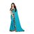 Aldwych Women's Teal Georgette Embroidery Saree With Blouse