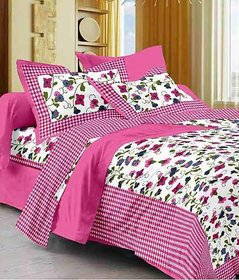 QUILT N RAZAI LUXURY PURE COTTON 120 TC FLORAL DOUBLE BED SHEET WITH TWO PILLOW COVER