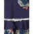 Powderfly Girl's Linen Blue Floral Print Round Neck Dress