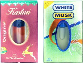 Raviour Lifestyle  White musk Attar and Kastoori Floral Roll on Attar Each 8ml Combo Pack
