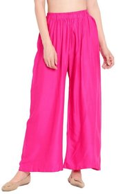 Fashionable Cliq Women's Rayon Solid Palazzo Ethnic Pants  Pink Free Size