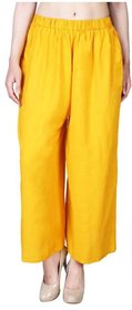 Fashionable Cliq Women's Rayon Solid Palazzo Ethnic Pants  Yellow Free Size