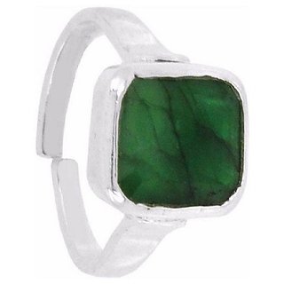                       CEYLONMINE original Emerald silver ring natural & certified stone panna silver ring for unisex                                              
