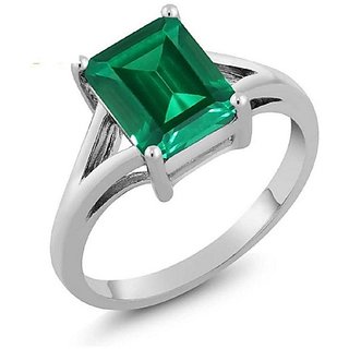 CEYLONMINE Emerald silver ring natural certified gemstone panna ring for women men