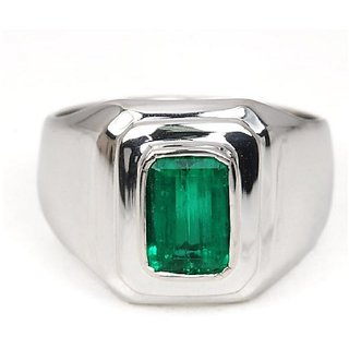 Panna stone in silver ring sale