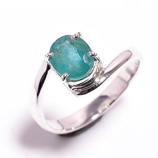                       CEYLONMINE original & unheated gemstone Emerald silver ring natural stone panna ring for unisex                                              