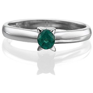                       CEYLONMINE Natural panna silver ring original & lab certified gemstone Emerald silver ring for astrological purpose                                              