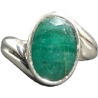                       CEYLONMINE Emerald stone silver ring original & unheated gemstone panna ring for astrological purpose                                              