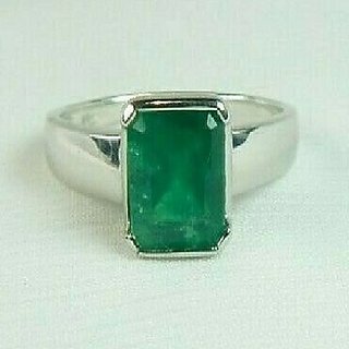                       CEYLONMINE Panna stone ring natural & original gemstone Emerald silver ring for  unisex                                              