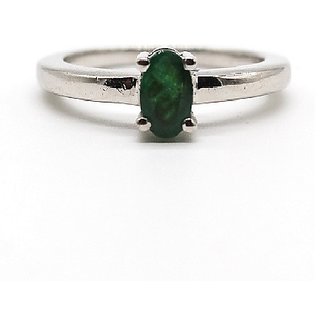                       CEYLONMINE Natural panna silver ring original & lab certified gemstone Emerald silver ring for astrological purpose                                              