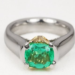                       CEYLONMINE certified Emerald stone ring natural & original gemstone panna silver ring for unisex                                              