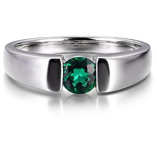                       CEYLONMINE Emerald stone silver ring original & unheated gemstone panna ring for astrological purpose                                              