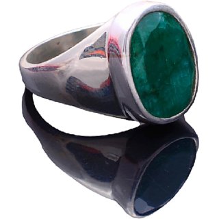                       CEYLONMINE original Emerald silver ring natural & certified stone panna silver ring for unisex                                              