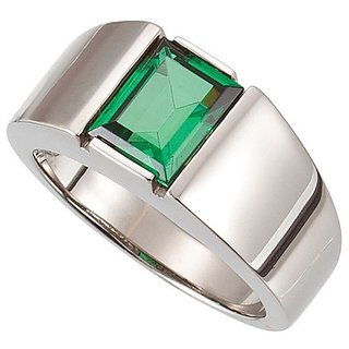                       CEYLONMINE original & unheated gemstone Emerald silver ring natural stone panna ring for unisex                                              