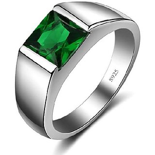                       CEYLONMINE Panna ring original gemstone natural & certified stone emerald gemstone silver ring for astrological purpose                                              