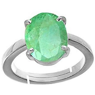                       CEYLONMINE Natural Emerald ring original & lab cerified gemstone panna silver ring for unisex                                              